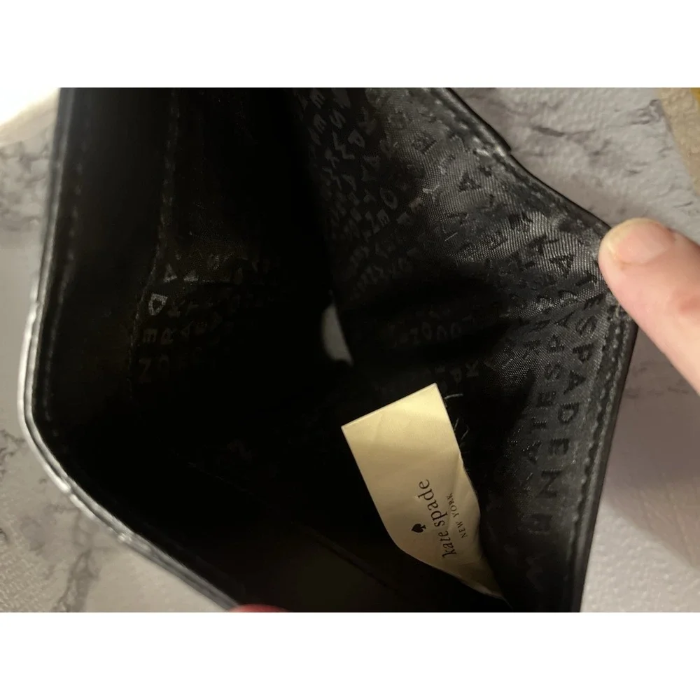Kate Spade Street Callie Pebble Leather Tri-fold Wallet Black, Vintage [L]
